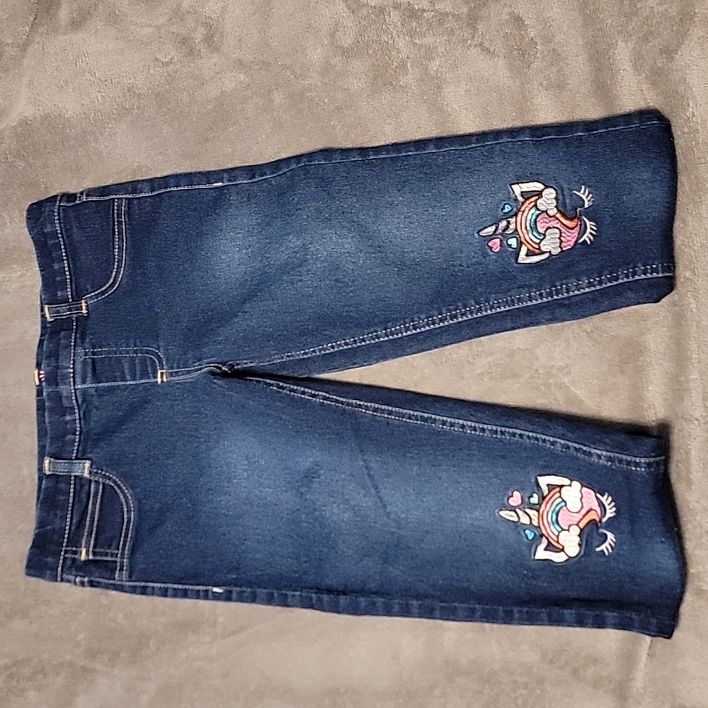 Delia*s Girl's pull on jeggings with pretty unicorn knee design.  Size 14 slim